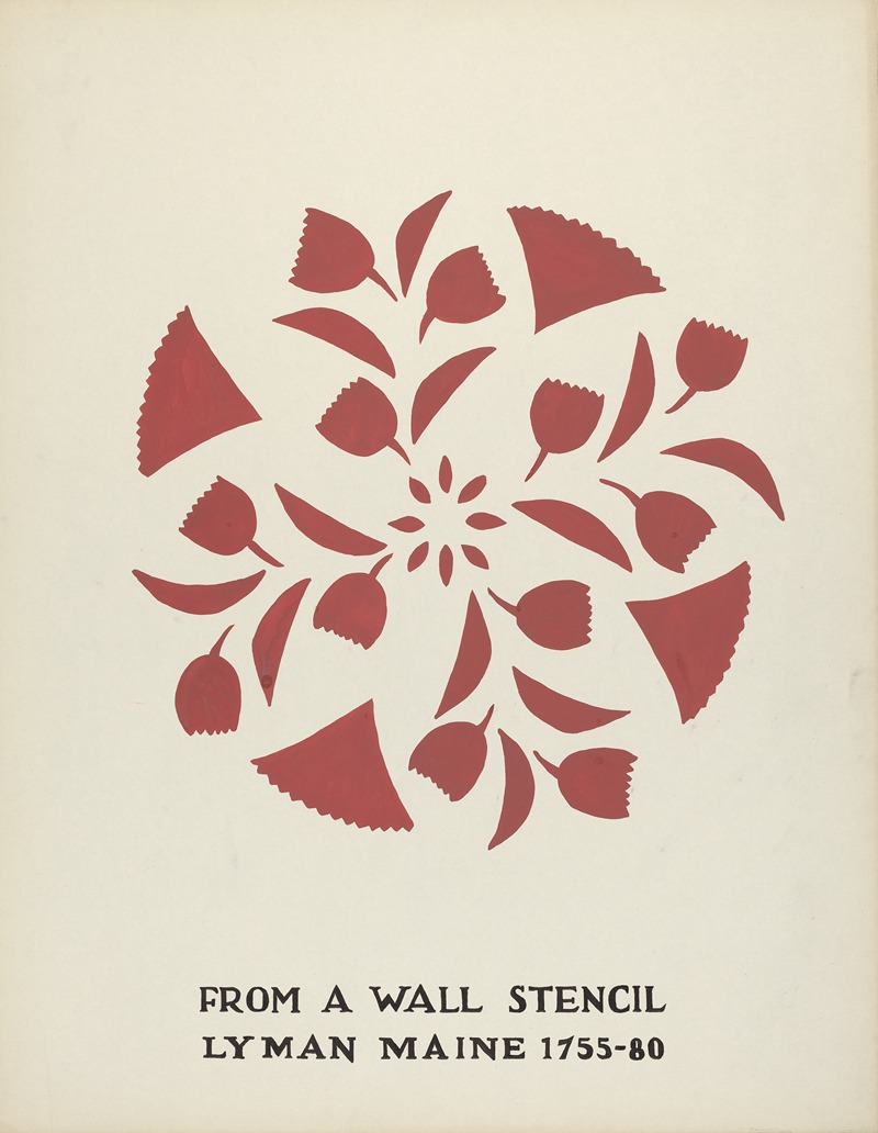 Mildred E. Bent - Design from Lyman, Maine 1755-1780 – From Proposed Portfolio Maine Wall Stencils