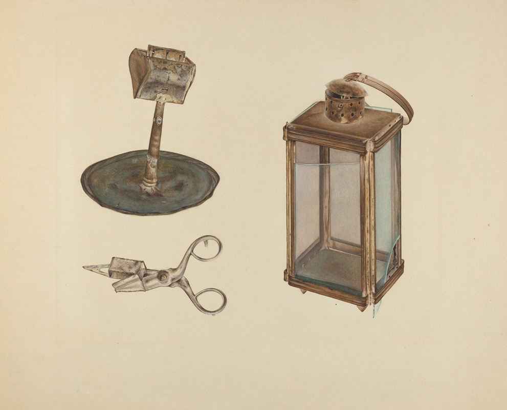 Orville Cline - Zoar Candlestick, Snuffer and Lantern