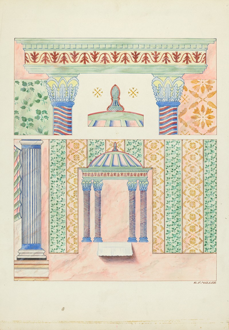 Randolph F. Miller - Details of Wall Paintings, Side Wall of Sanctuary