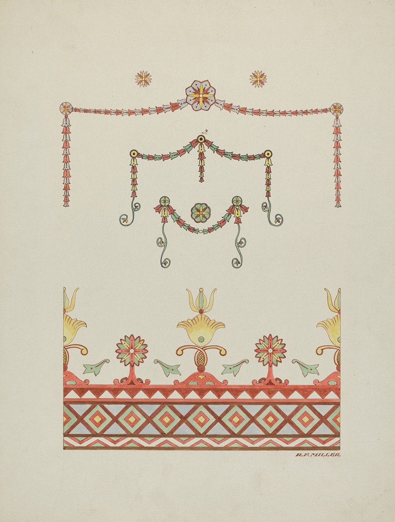 Randolph F. Miller - Wall Decorations (Drawing Made from a Restoration)