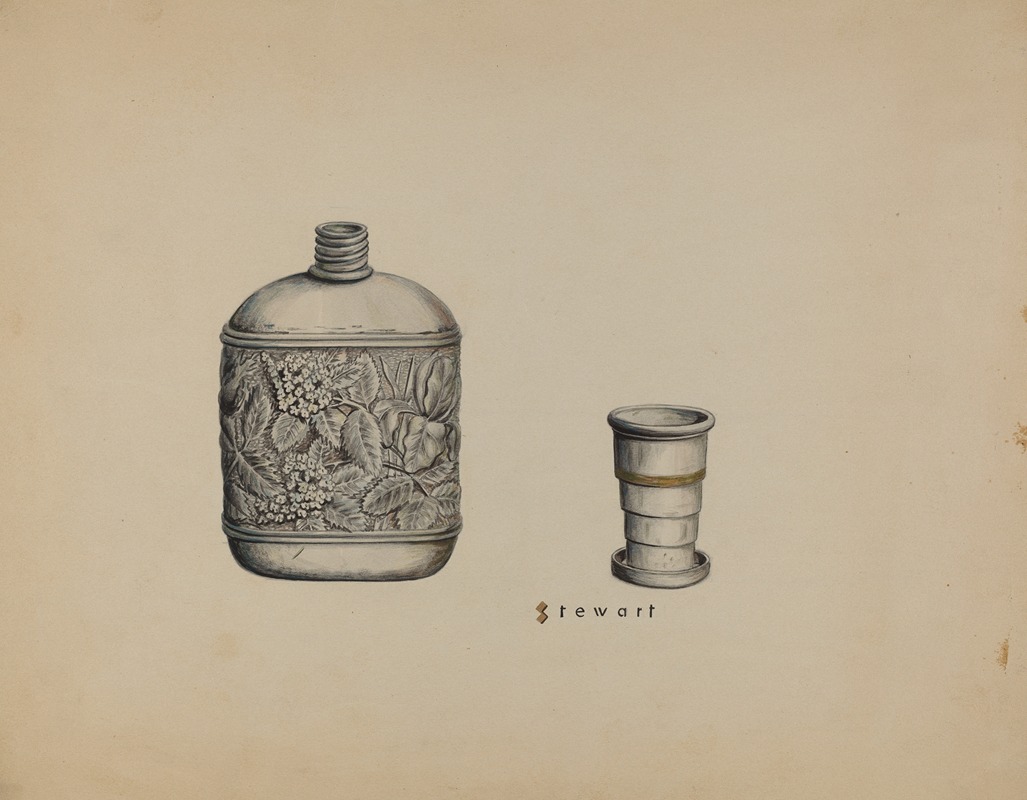 Robert Stewart - Silver Whiskey Flask