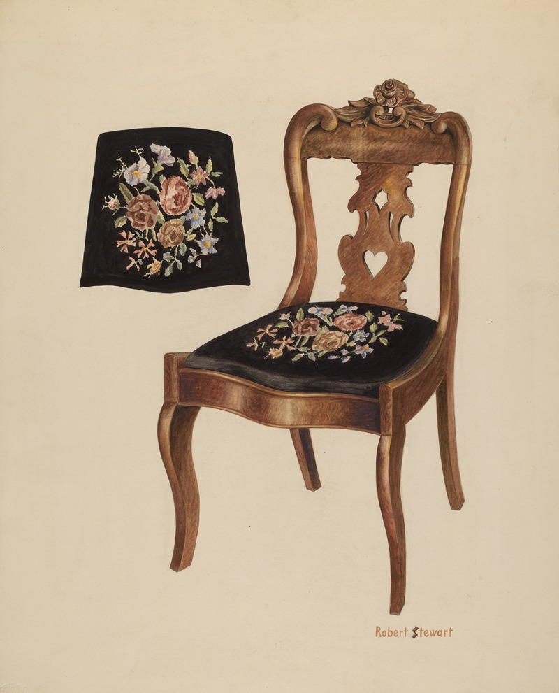 Robert Stewart - Walnut Carved Back Chair