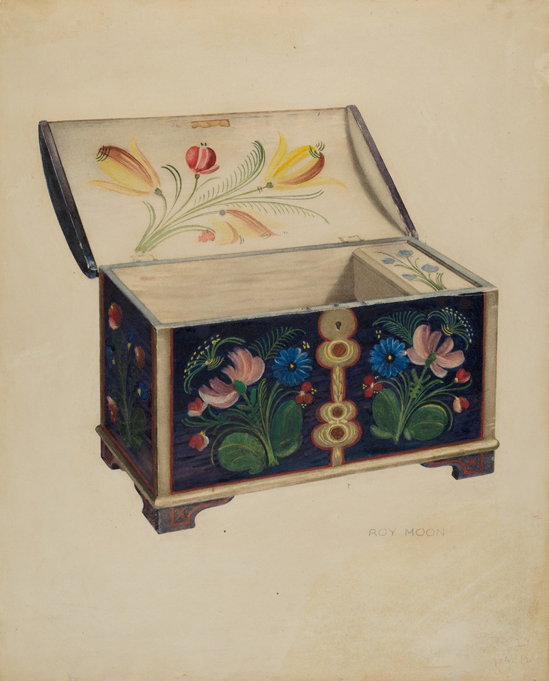 Roy Moon - Painted Wooden Chest or Casket