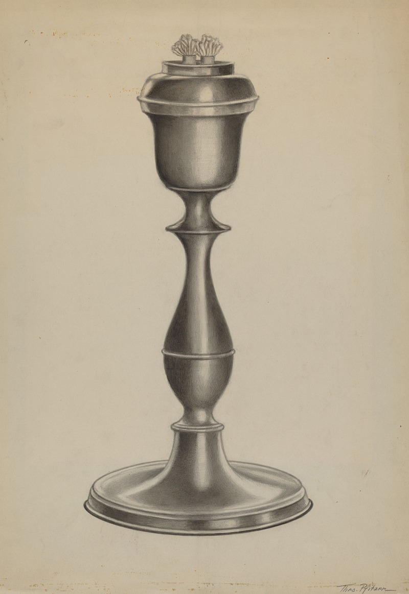 Theodore Pfitzer - Pewter Lard Oil Lamp