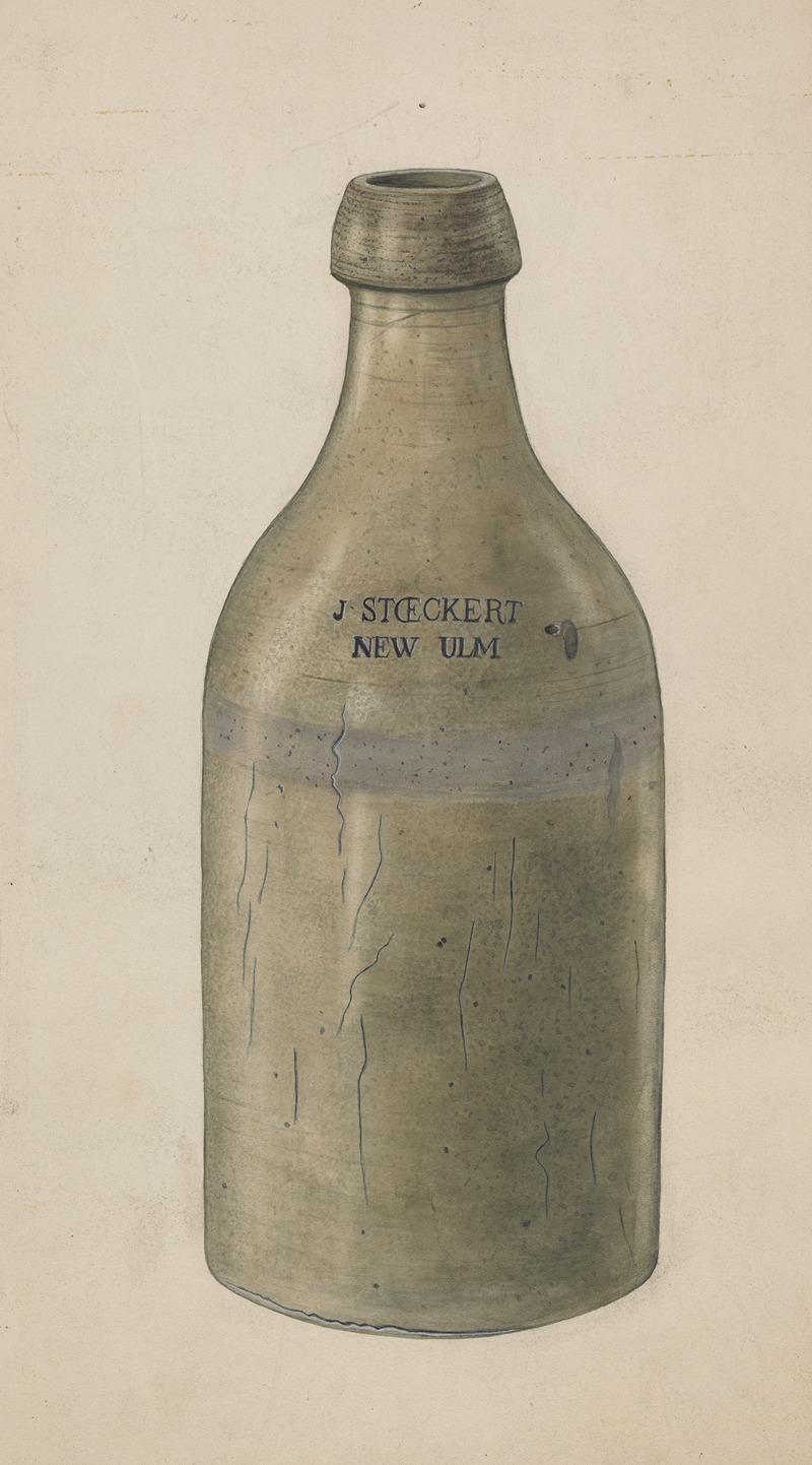 Wilbur M Rice - Stoneware Beer Bottle