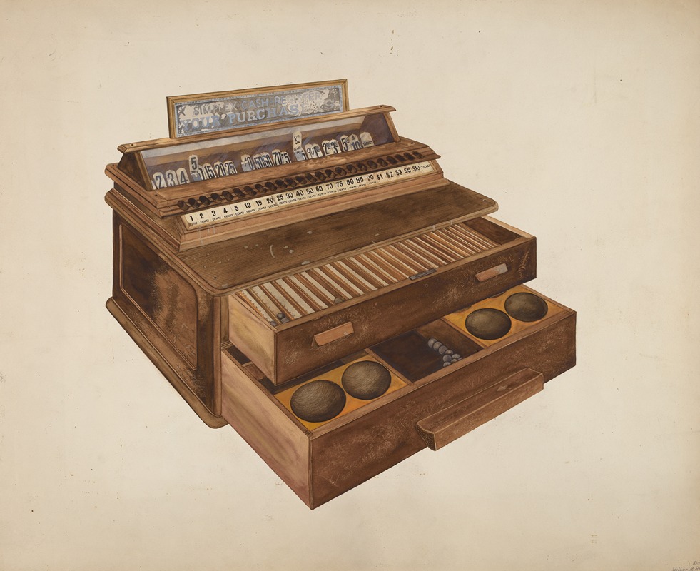 Wilbur M Rice - Wooden Cash Register