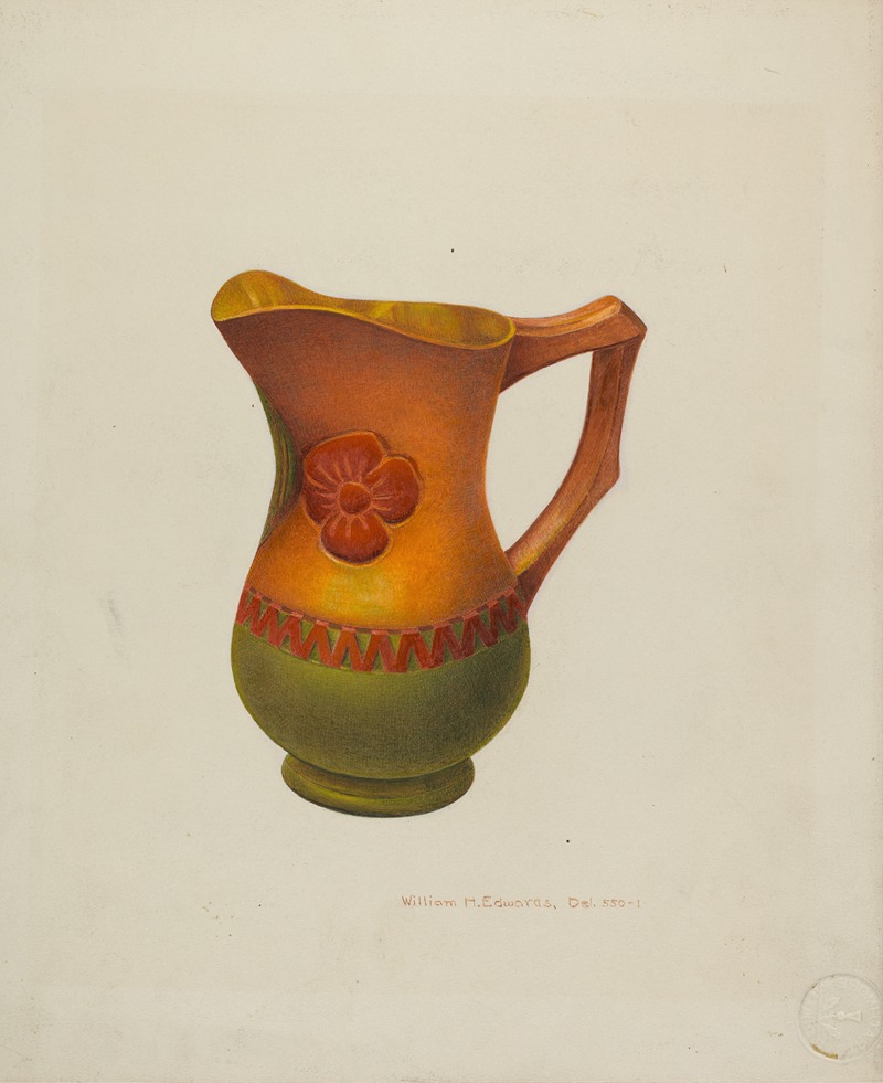 William H. Edwards - Carved Wooden Pitcher