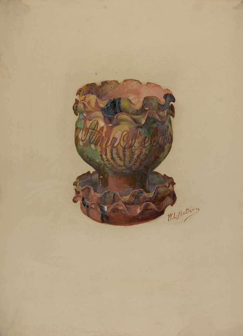 William L. Antrim - Pa. German Flower Pot and Tray