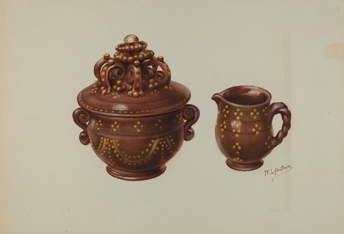 William L. Antrim - Pa. German Sugar Bowl and Creamer