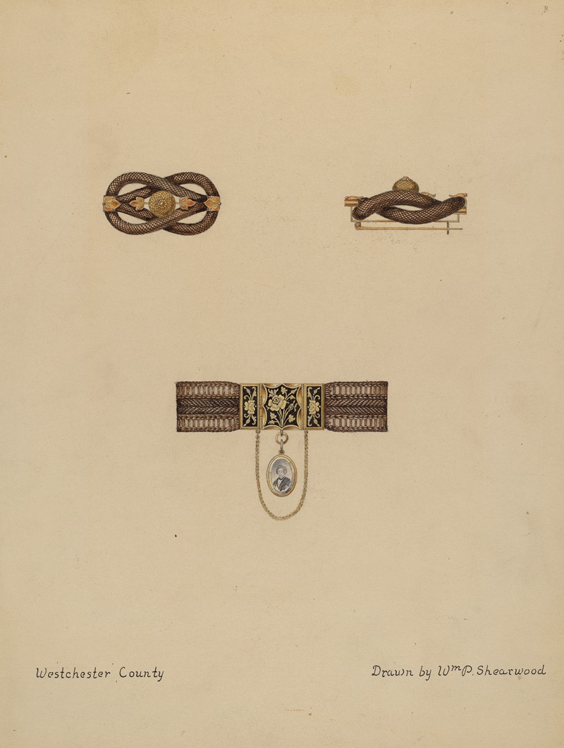 William P. Shearwood - Brooch and Bracelet with Portrait