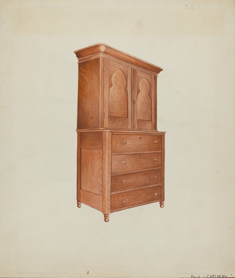 William Paul Childers - Shaker Cherry Cabinet with Drawers