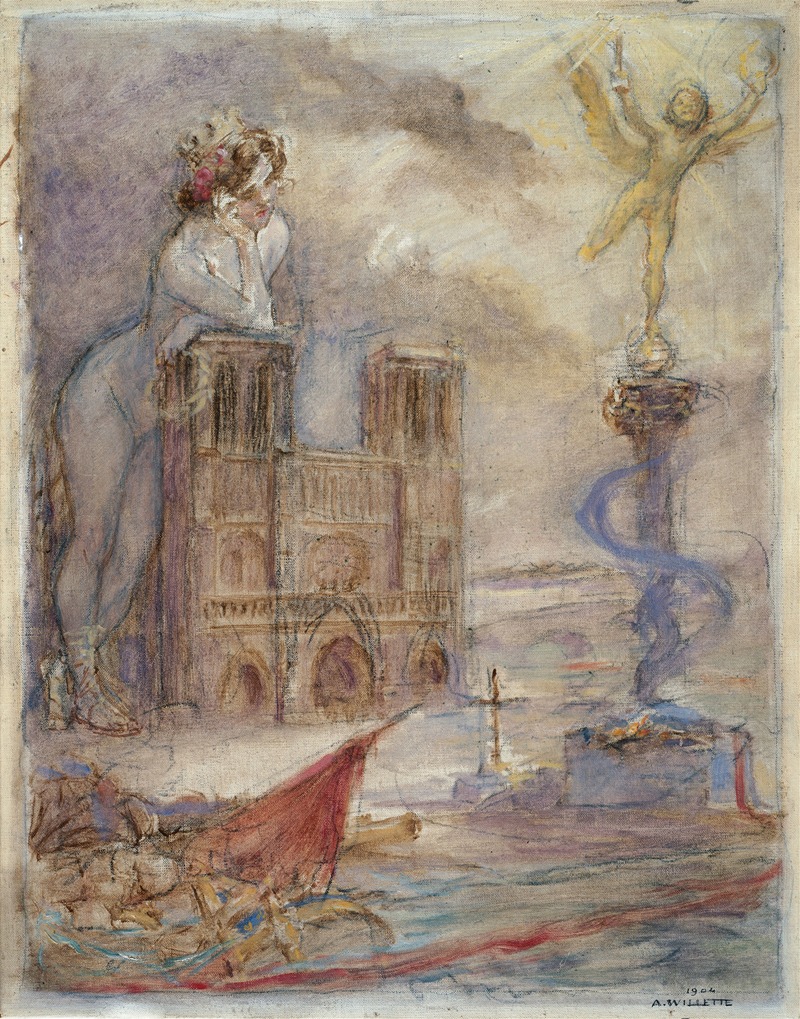 Adolphe Léon Willette - Notre Dame Of Paris.