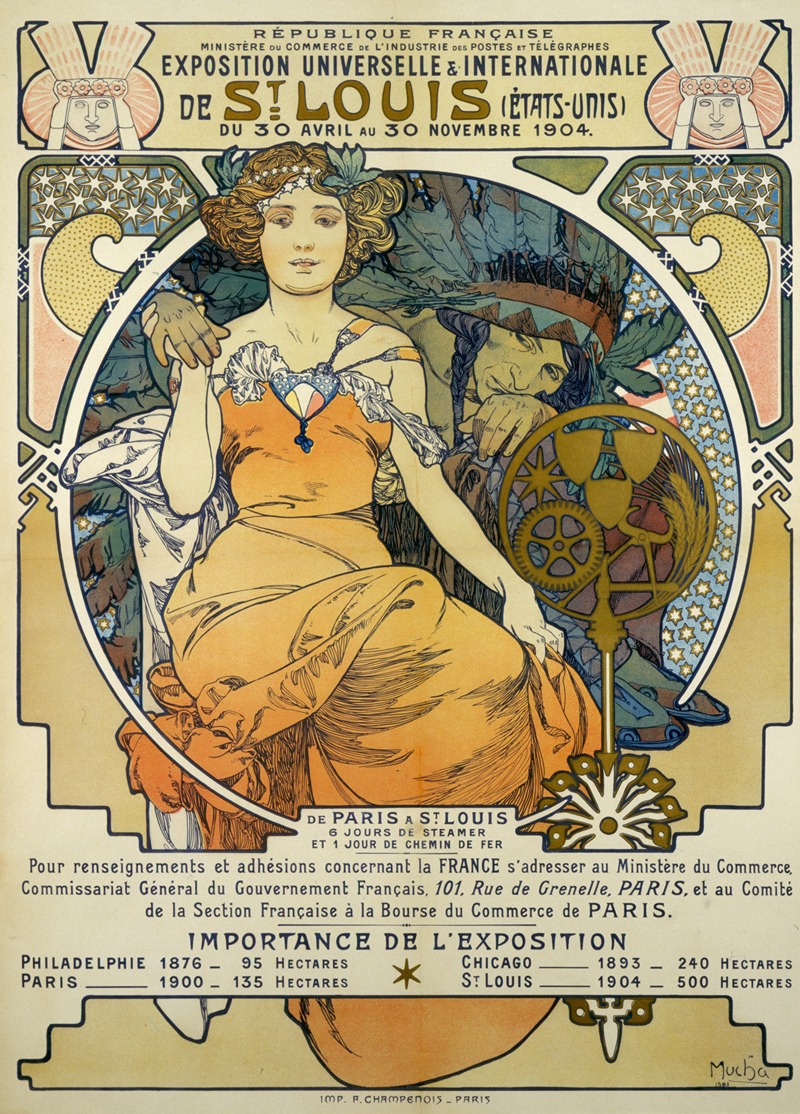 Alphonse Mucha - Exposition Universelles Et Internationale De St. Louis (Etats Unis) Du 30 Avril Au 30 Novembre