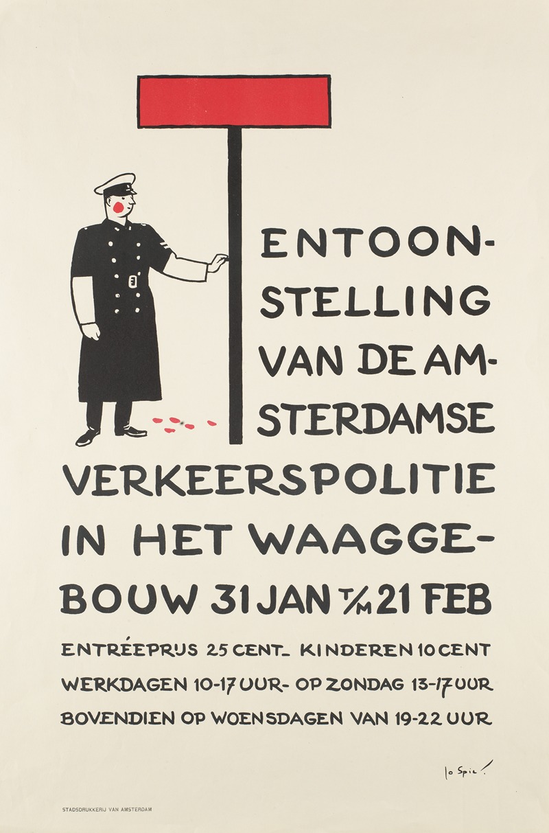 Jo Spier - Affiche ‘Tentoonstelling van de Amsterdamse verkeerspolitie in het Waaggebouw’