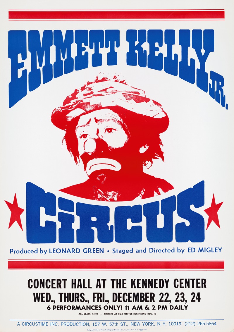Artcraft Lithograph - Emmett Kelly Jr. Circus