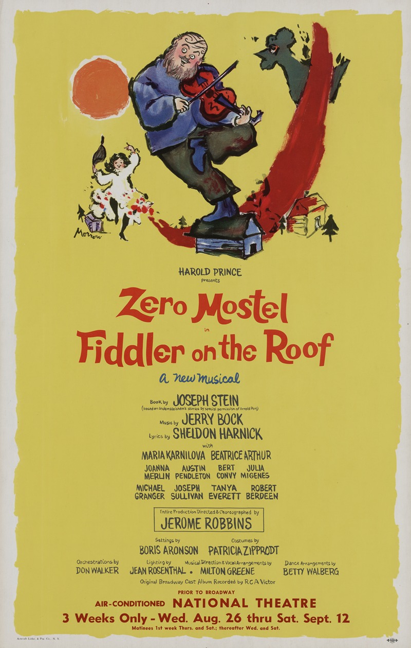 Artcraft Lithograph - Harold Prince presents Zero Mostel in Fiddler on the roof
