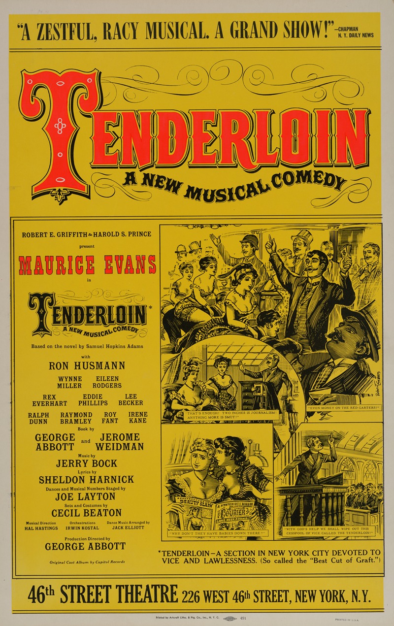 Artcraft Lithograph - Tenderloin, a new musical comedy