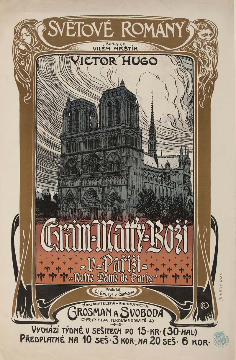 Anonymous - Affiche de librairie tchéque pour la traduction de Notre-Dame de Paris.