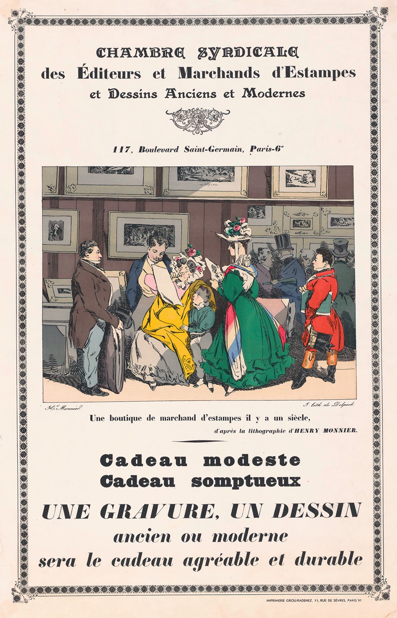 Anonymous - Affiche van de Chambre Syndicale des Éditeurs et Marchands d’Estampes et Dessins Anciens et Modernes te Parijs