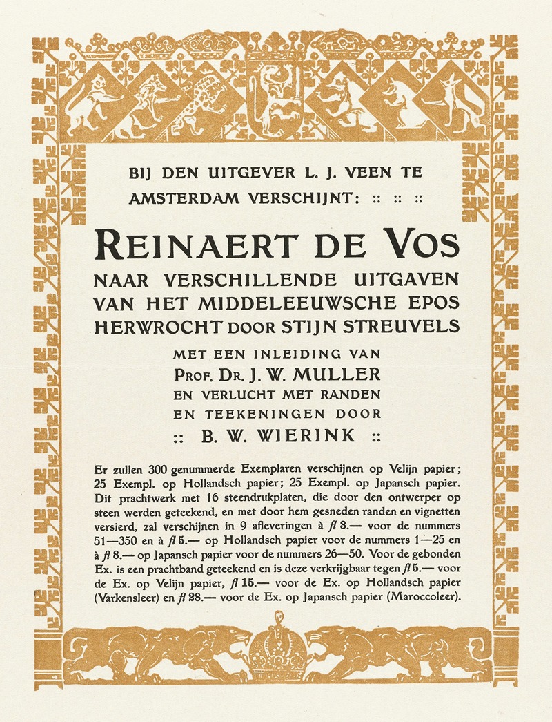 Bernard Willem Wierink - Advertentie voor Reinaert de Vos