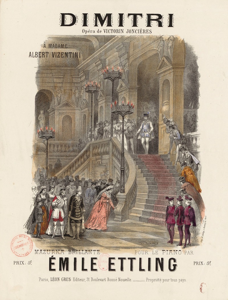 Eugène Lami - Poster for the première of Dimitri, an opera by Victorin Joncières
