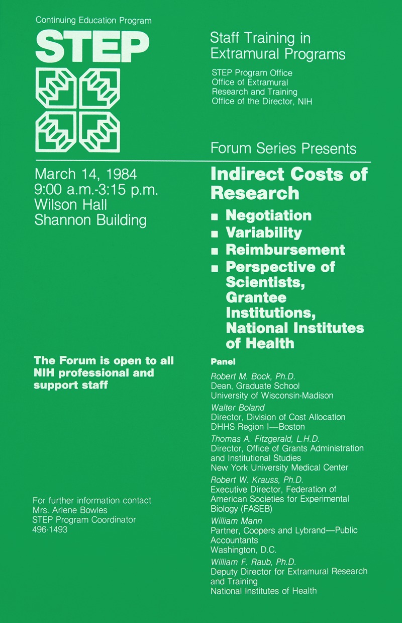 National Institutes of Health - Indirect costs of research