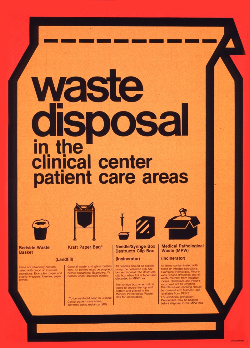 National Institutes of Health - Waste disposal in the Clinical Center patient care areas