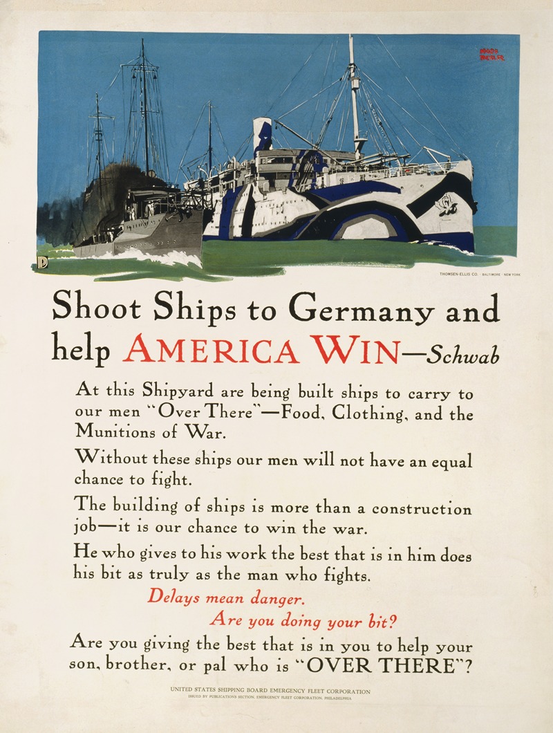 Adolph Treidler - Shoot ships to Germany & help America win – Schwab