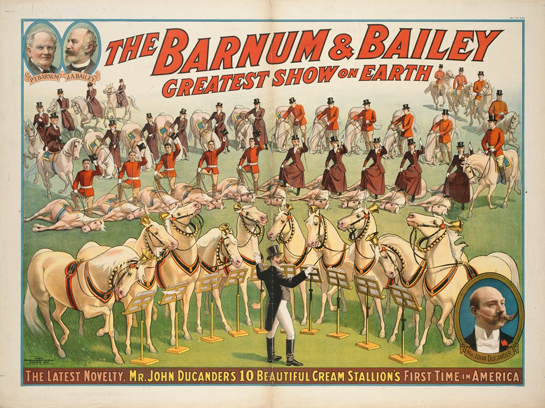 Anonymous - The Barnum & Bailey greatest show on earth: The latest novelty. Mr. John Ducander’s 10 beautiful cream stallion’s first time in America.