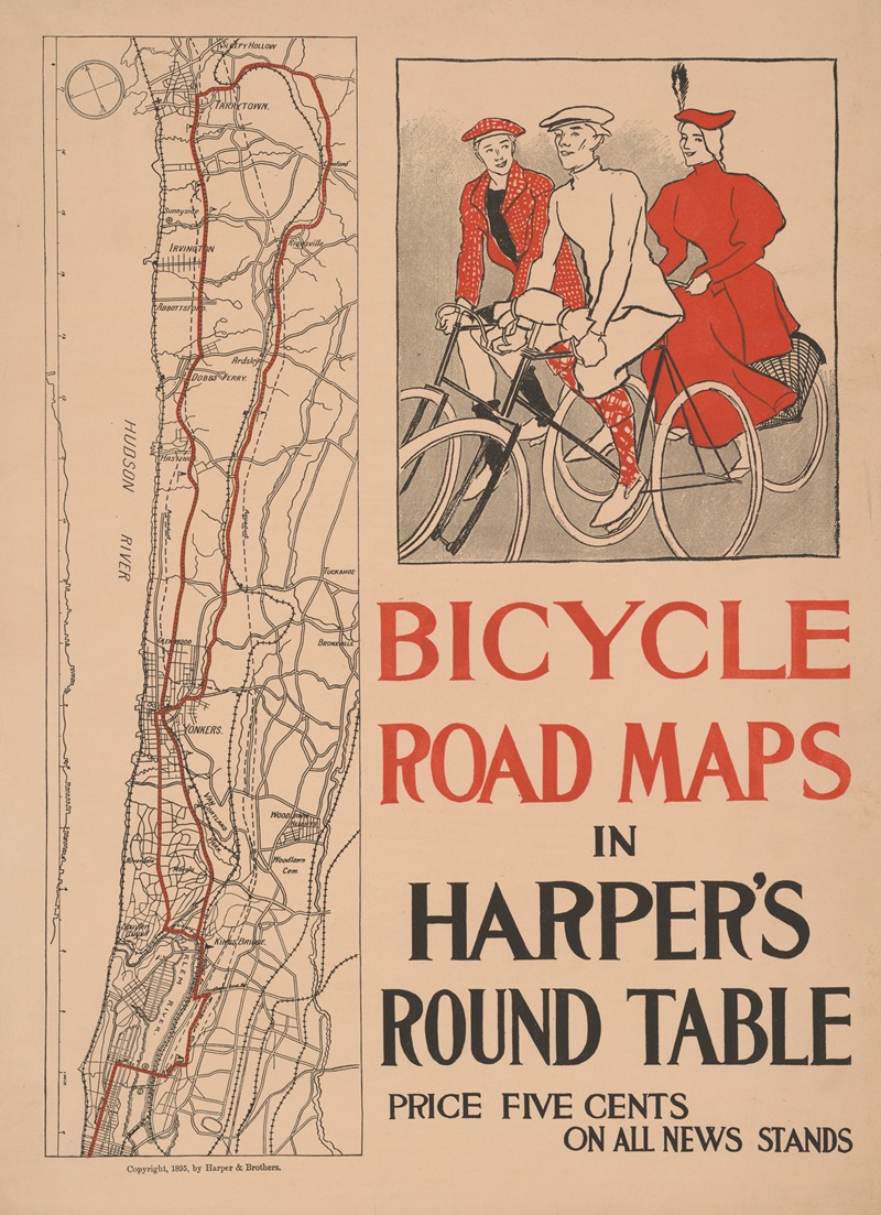 Edward Penfield - Bicycle road maps in Harper’s Round Table