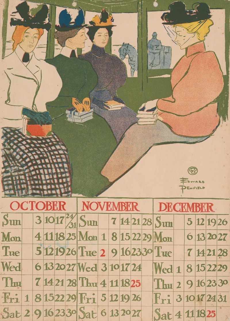Edward Penfield - October November December 1897 calendar
