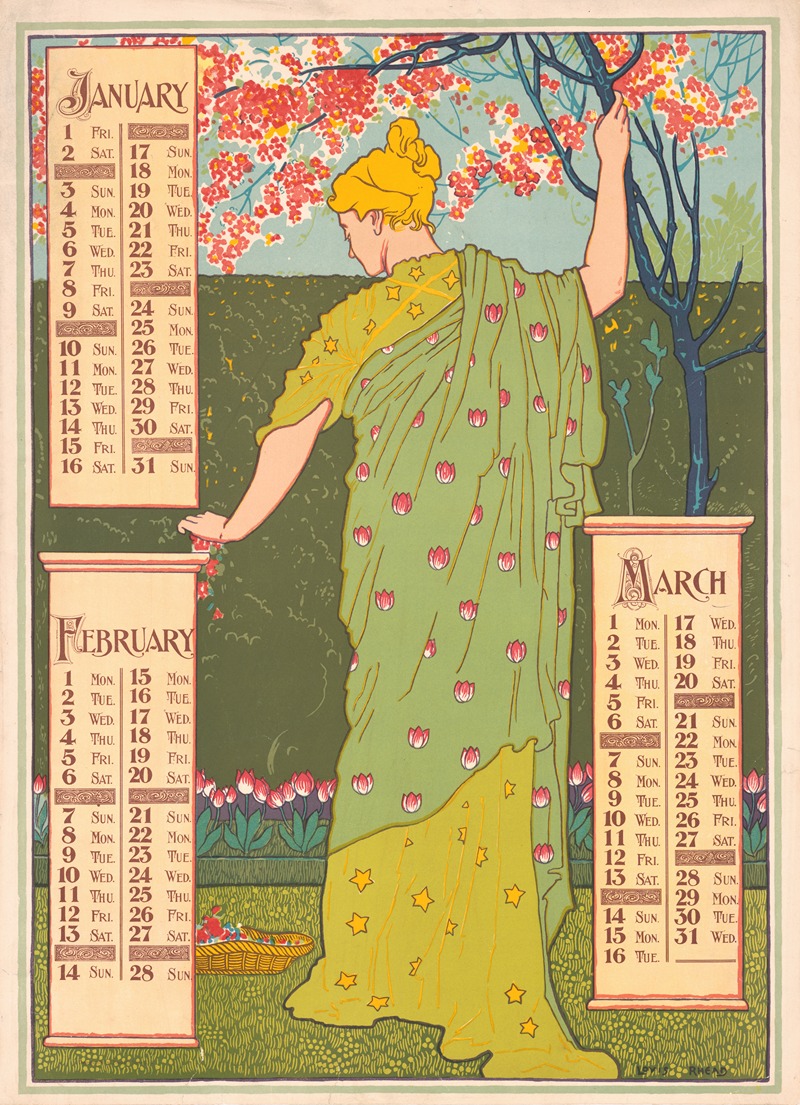 Louis Rhead - Poster calendar for 1897. January, February, March