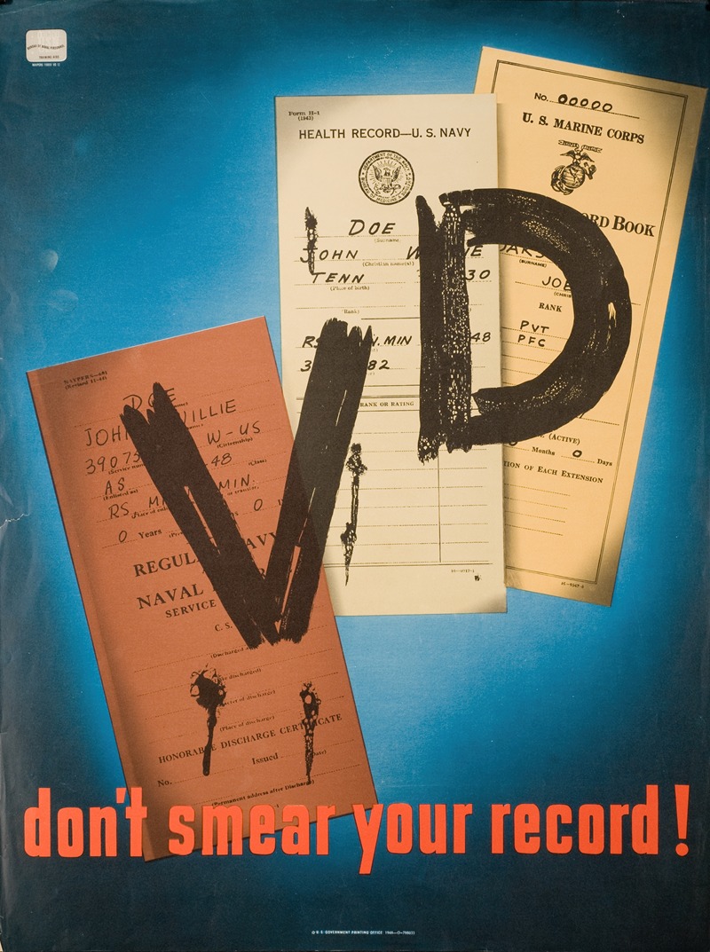 U.S. Government Printing Office - VD: don’t smear your record!