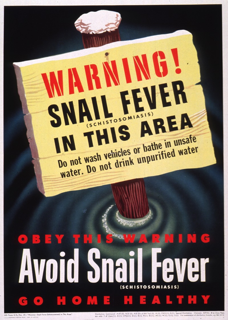 United States War Department - Warning–snail fever (schistosomiasis) in this area