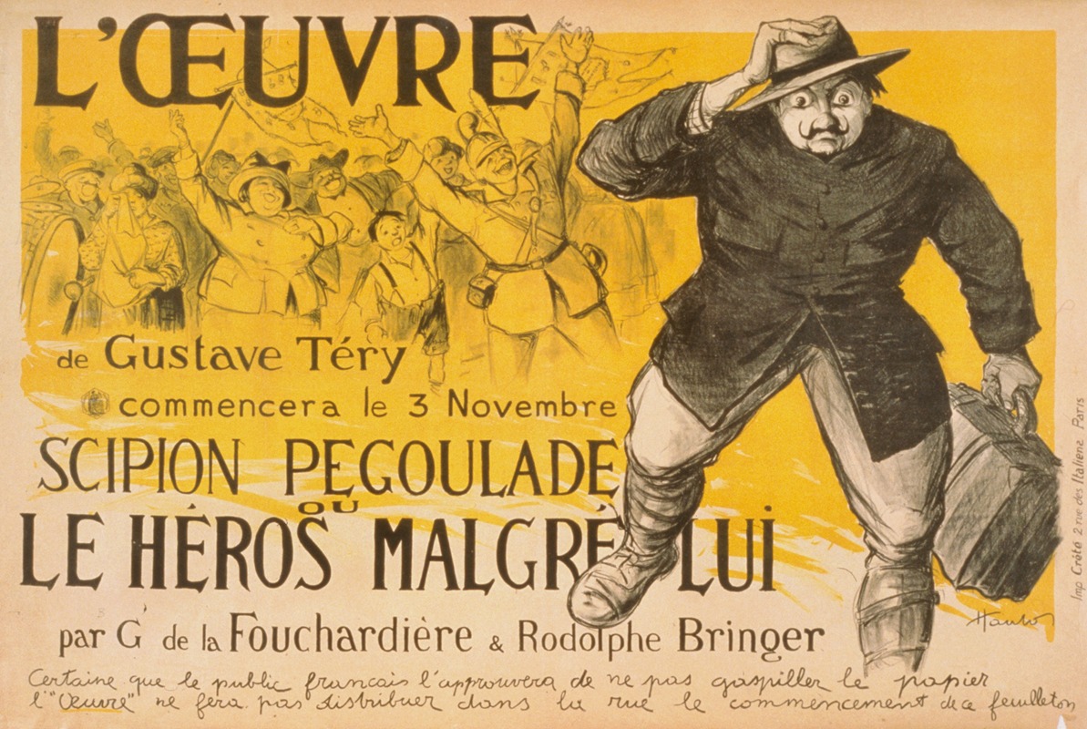 C. Haulor - L’Oeuvre’ de Gustave Téry commencera le 3 novembre. ‘Scipion Pegoulade’ ou ‘Le Héros malgré lui’ par G. de la Fouchardière et Rodolphe Bringer