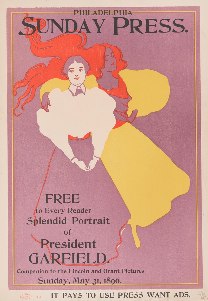 George Reiter Brill - Free to every reader, splendid portrait of President Garfield