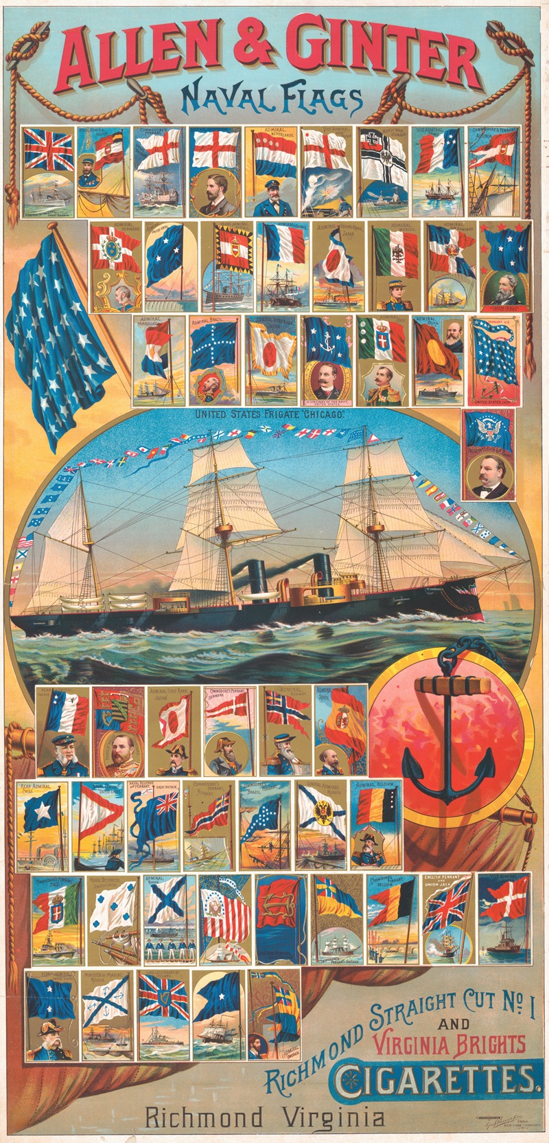 Geo. S. Harris & Sons - Allen & Ginter, naval flags, Richmond straight cut no. 1 and Virginia brights cigarettes