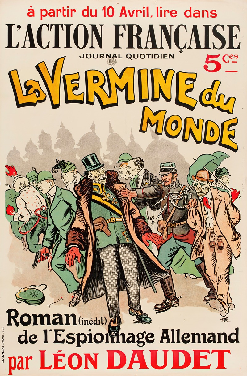 Pierre Georges Jeanniot - La Vermine du Monde. Roman de l’Espionage Allemand par Léon Daudet (juliste)