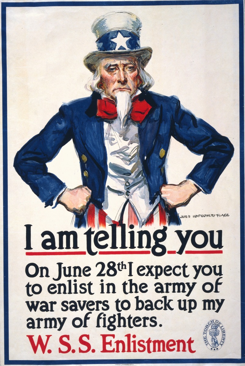 James Montgomery Flagg - I am telling you–On June 28th I expect you to enlist in the army of war savers to back up my army of fighters