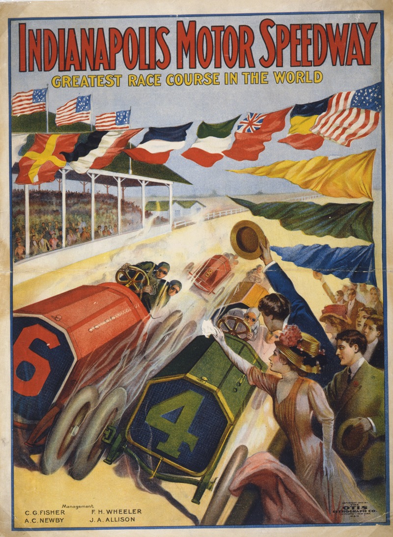 Otis Lithograph Co - Indianapolis Motor Speedway, greatest race course in the world