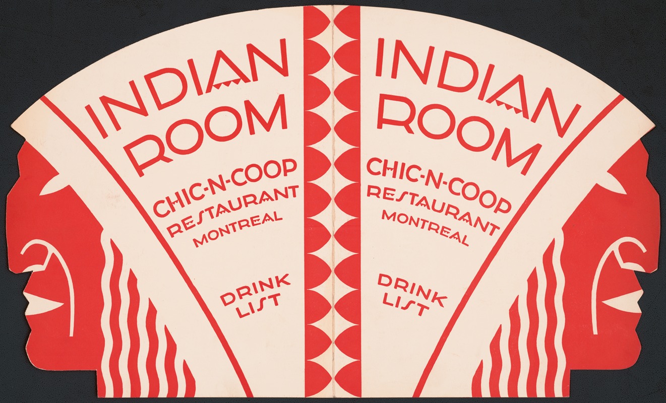 Winold Reiss - Designs for Indian Room, Chic-n-Coop Restaurant, Montreal, Canada