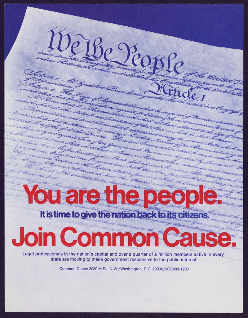 Anonymous - You are the people; it is time to give the nation back to its citizens; join Common Cause
