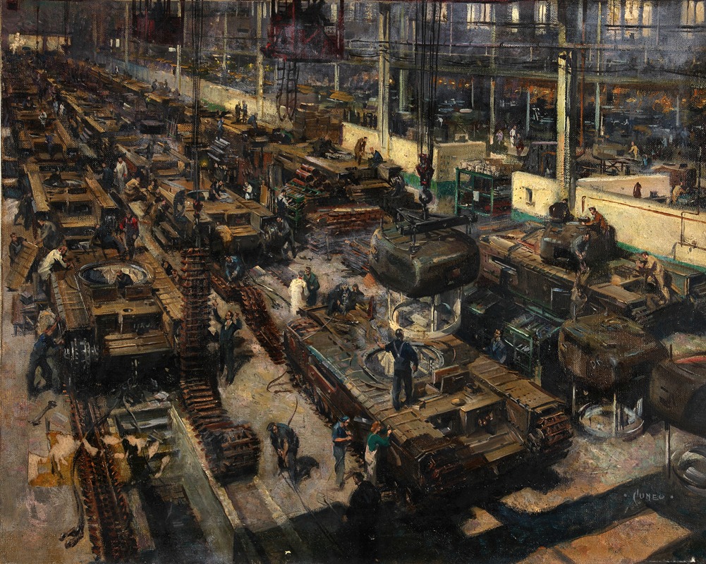 Terence Cuneo - Production of tanks