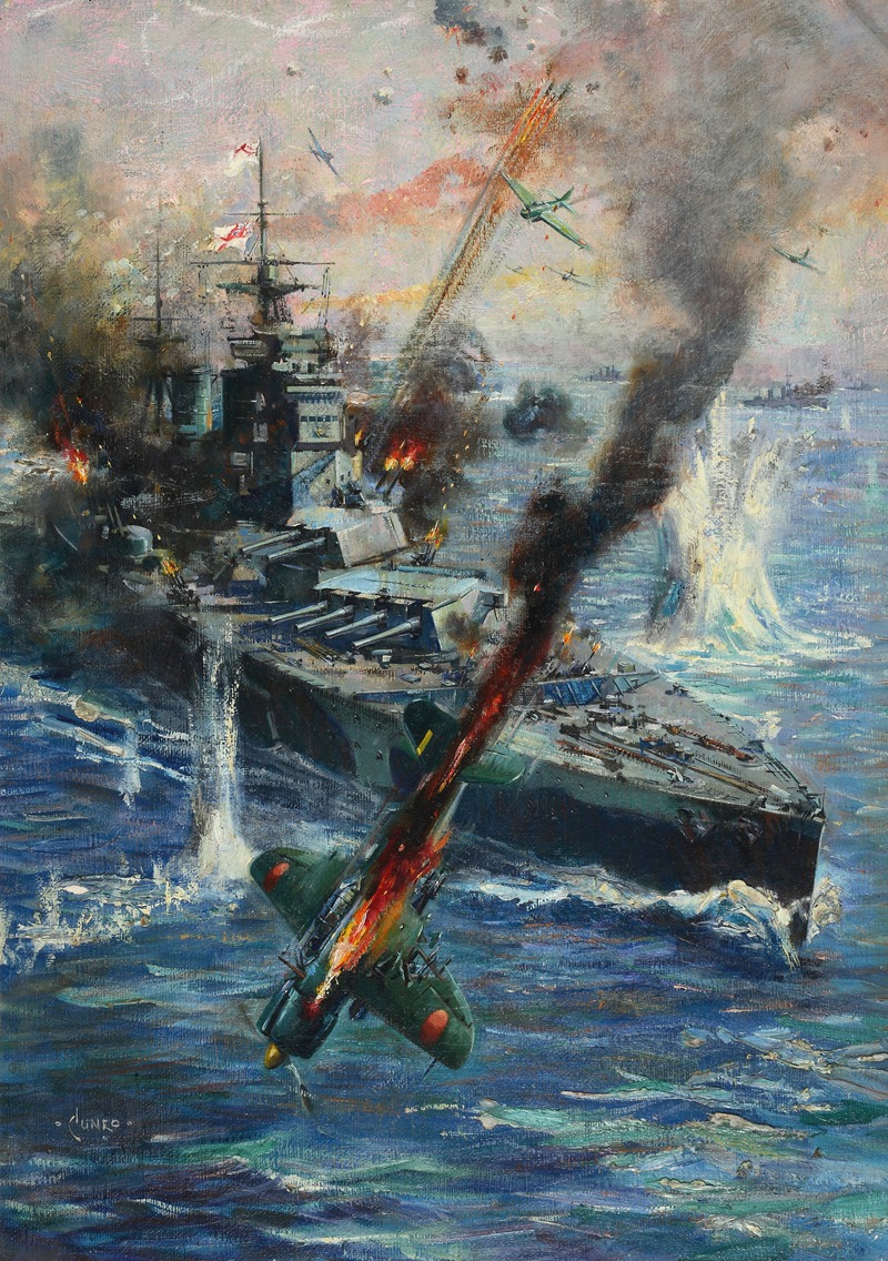 Terence Cuneo - Aircraft attack British battleship