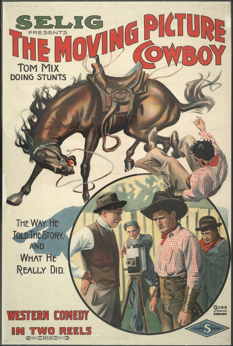 Goes Litho. Co. - The moving picture cowboy Tom Mix doing stunts
