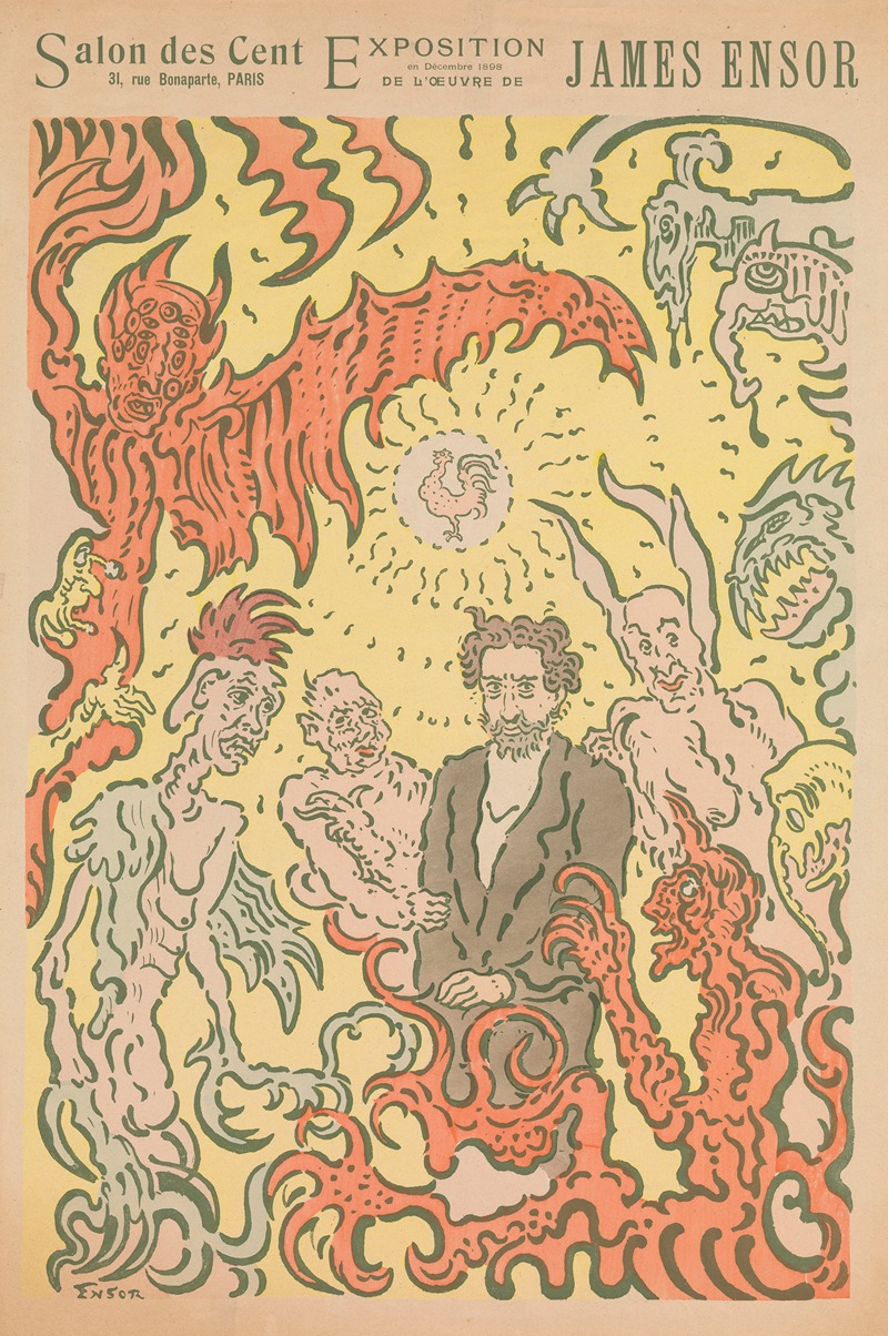 James Ensor - Demons Teasing Me; Poster for the James Ensor Exhibition at the Salon des Cent in Paris