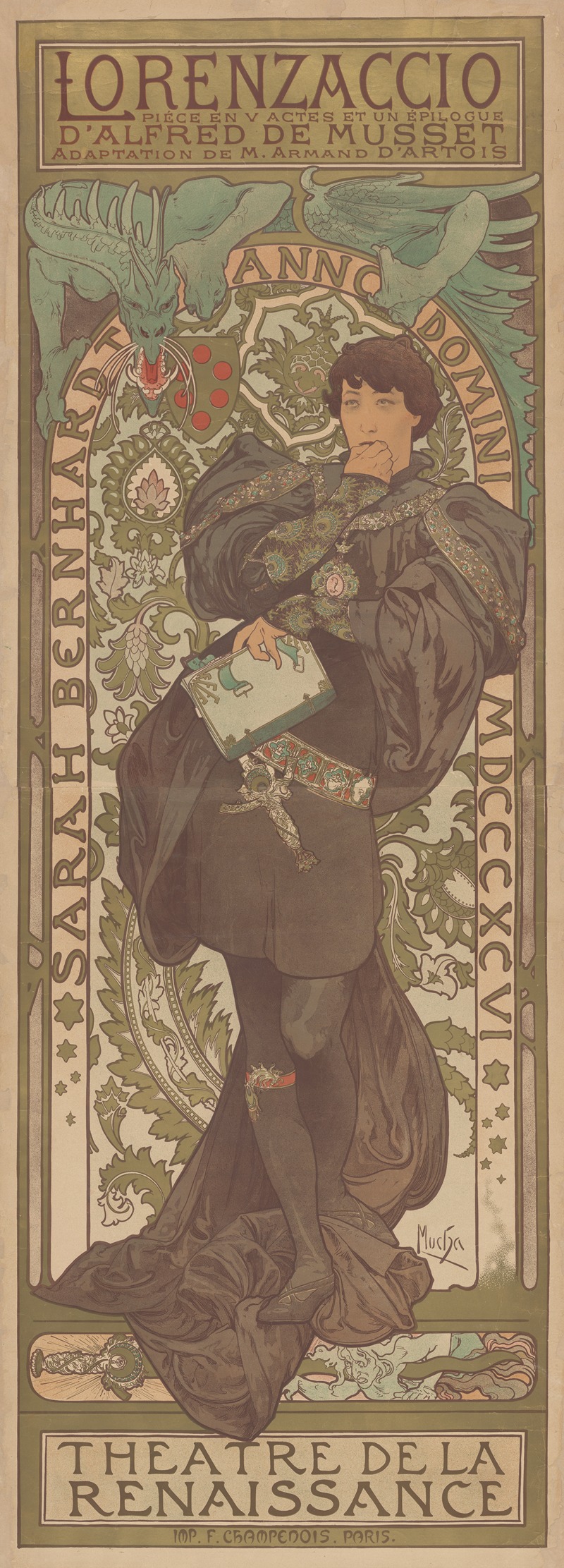 Alphonse Mucha - Sarah Bernhardt in Lorenzaccio, Theatre de la Renaissance