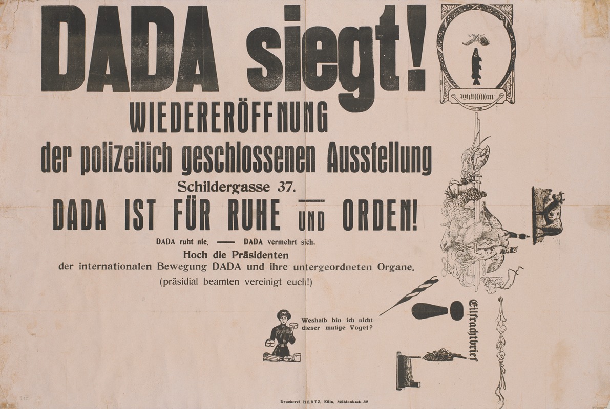 Max Ernst - Dada siegt! ; Wiedereröffnung der polizeilich geschlossenen Ausstellung, Schildergasse 37