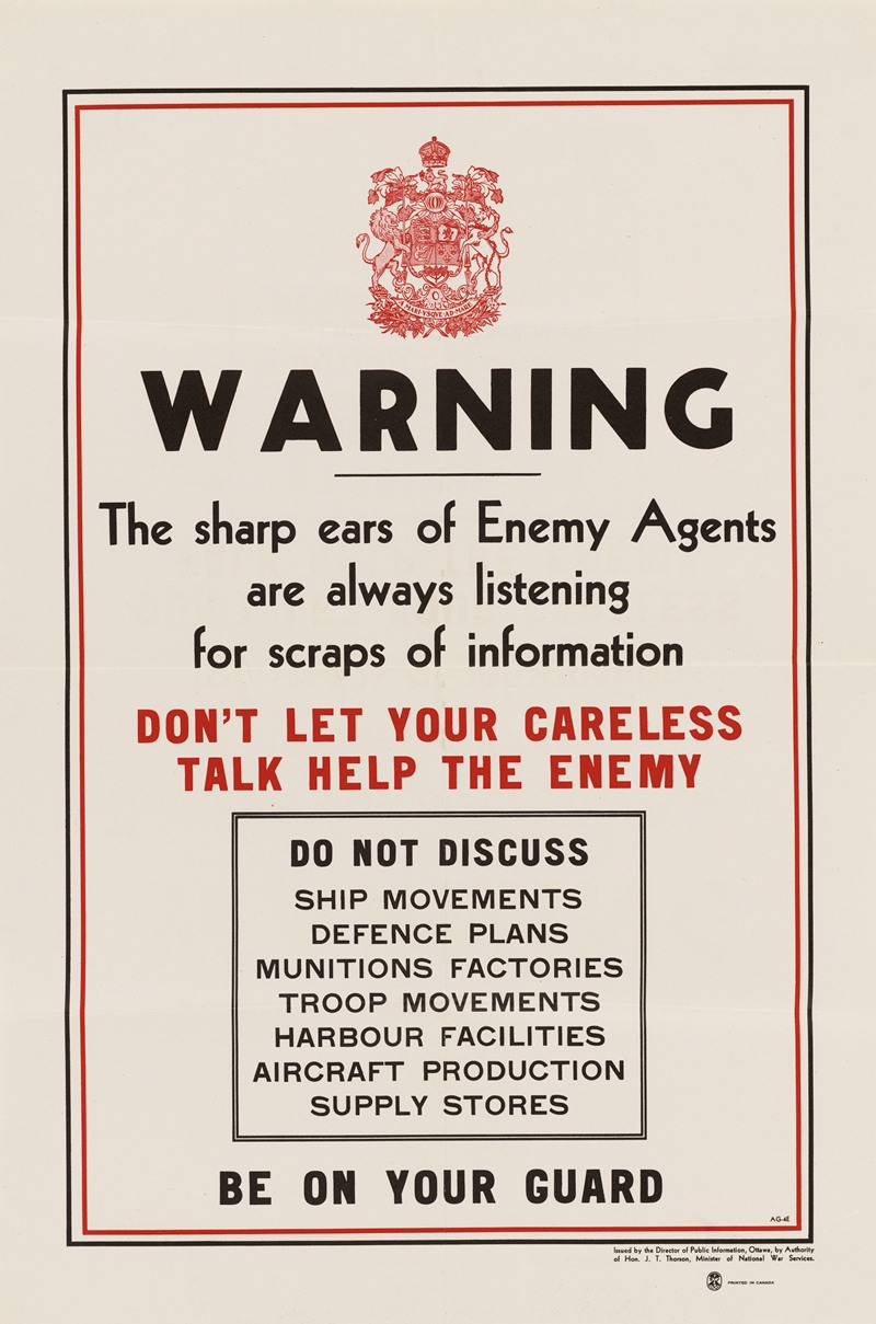 Anonymous - Warning: The Sharp Ears of Enemy Agents are Always Listening for Scraps of Information