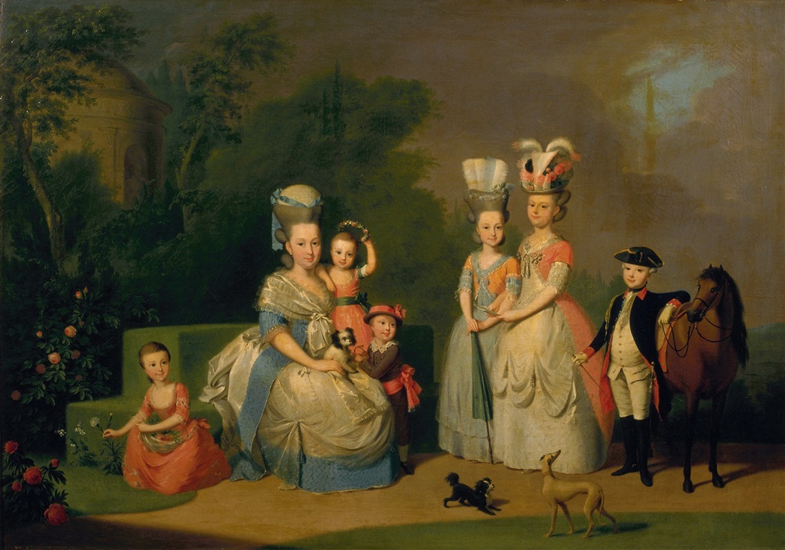 Anton Wilhelm Tischbein - Portrait of Carolina Wilhelmina of Orange (1743-1787) and her Children